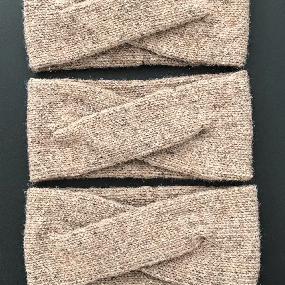 NEW Handmade Criss-Cross Headband, Wool Blend, Mushroom Brown